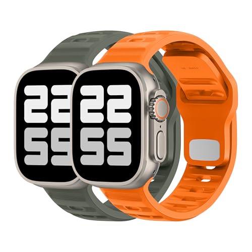 DONEGANI UC2 Armband für Apple Watch Band Ultra 2 49mm, Series 10 46mm, 9 8 7 45mm 41mm, SE 6 5 4 44mm 40mm, 3 2 1 42mm 38mm Damen Herren Sport Silikon Strap, Orange/Armeegrün DONEGANI UC2 Armband für Apple Watch Band Ultra 2 49mm, Series 10 46mm, 9 8 7 45mm 41mm, SE 6 5 4 44mm 40mm, 3 2 1 42mm 38mm Damen Herren Sport Silikon Strap, Orange/Armeegrün von DONEGANI