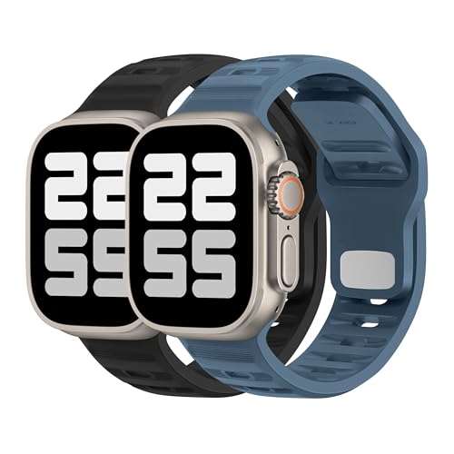 DONEGANI UC2 Armband für Apple Watch Band Ultra 2 49mm, Series 10 46mm, 9 8 7 45mm 41mm, SE 6 5 4 44mm 40mm, 3 2 1 42mm 38mm Damen Herren Sport Silikon Strap, Schwarz/Abgrundblau DONEGANI UC2 Armband für Apple Watch Band Ultra 2 49mm, Series 10 46mm, 9 8 7 45mm 41mm, SE 6 5 4 44mm 40mm, 3 2 1 42mm 38mm Damen Herren Sport Silikon Strap, Schwarz/Abgrundblau von DONEGANI