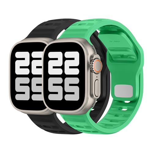DONEGANI UC2 Armband für Apple Watch Band Ultra 2 49mm, Series 10 46mm, 9 8 7 45mm 41mm, SE 6 5 4 44mm 40mm, 3 2 1 42mm 38mm Damen Herren Sport Silikon Strap, Schwarz/Giftgrün DONEGANI UC2 Armband für Apple Watch Band Ultra 2 49mm, Series 10 46mm, 9 8 7 45mm 41mm, SE 6 5 4 44mm 40mm, 3 2 1 42mm 38mm Damen Herren Sport Silikon Strap, Schwarz/Giftgrün von DONEGANI