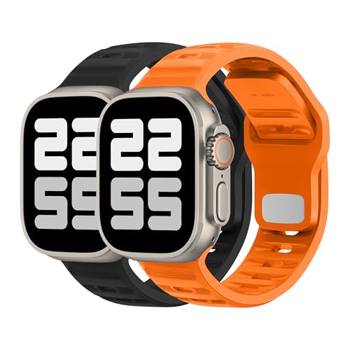DONEGANI UC2 Armband für Apple Watch Band Ultra 2 49mm, Series 10 46mm, 9 8 7 45mm 41mm, SE 6 5 4 44mm 40mm, 3 2 1 42mm 38mm Damen Herren Sport Silikon Strap, Schwarz/Orange DONEGANI UC2 Armband für Apple Watch Band Ultra 2 49mm, Series 10 46mm, 9 8 7 45mm 41mm, SE 6 5 4 44mm 40mm, 3 2 1 42mm 38mm Damen Herren Sport Silikon Strap, Schwarz/Orange von DONEGANI