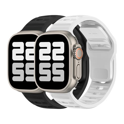 DONEGANI UC2 Armband für Apple Watch Band Ultra 2 49mm, Series 10 46mm, 9 8 7 45mm 41mm, SE 6 5 4 44mm 40mm, 3 2 1 42mm 38mm Damen Herren Sport Silikon Strap, Schwarz/Weiß DONEGANI UC2 Armband für Apple Watch Band Ultra 2 49mm, Series 10 46mm, 9 8 7 45mm 41mm, SE 6 5 4 44mm 40mm, 3 2 1 42mm 38mm Damen Herren Sport Silikon Strap, Schwarz/Weiß von DONEGANI