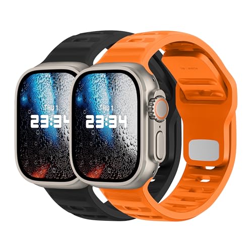 DONEGANI UC2 Sportarmband für Apple Watch Ultra 2 49 mm, Serie 10, 46 mm, 9, 8, 7, 45 mm, 41 mm, SE 2. 6, 5, 4, 44 mm, 40 mm, 3, 2, 1, 42 mm, 38 mm, für Herren und Damen, iWatch, Silikon, Schwarz DONEGANI UC2 Sportarmband für Apple Watch Ultra 2 49 mm, Serie 10, 46 mm, 9, 8, 7, 45 mm, 41 mm, SE 2. 6, 5, 4, 44 mm, 40 mm, 3, 2, 1, 42 mm, 38 mm, für Herren und Damen, iWatch, Silikon, Schwarz von DONEGANI