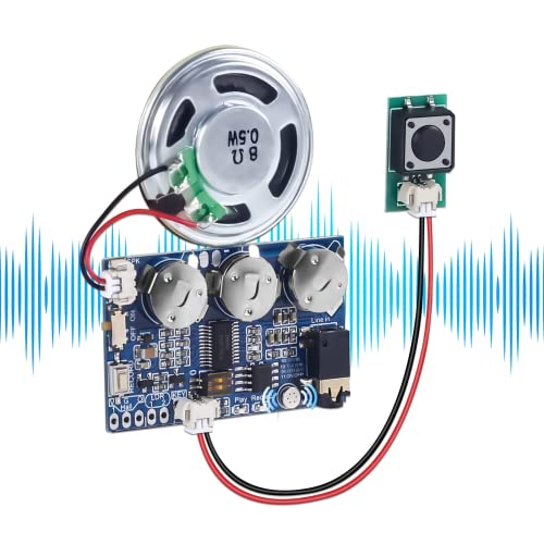 DONGKER Sound Modul Beschreibbares Sprachmodul 17 Minuten Sprachaufzeichnungs modul Musik Player Platine mit Lautsprecher MIC PC-Telefonaufnahme für DIY Spieluhr Grußkarte Kreatives Festival von DONGKER