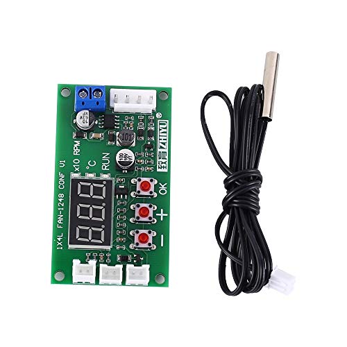 PWM Treibermodul, DC 12 V 24 V 48 V PWM 4-Draht-Lüfter-Temperaturregler Drehzahlregler Anzeigemodul für PC-Lüfter/Alarm von DONGKER