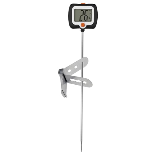 Sondenthermometer mit Topfklammer, 25cm Lange Fleischthermometer mit Topfclip, Digitale Thermometer mit LCD-Display für Kerzen, Flüssigkeiten, Kochen, Grillen usw. von DONGKER