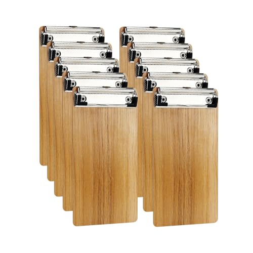 (10 Stück) Klemmbrett Holz A6,Schreibbrett Klemmbretter mit Metalklemme und Aufhängeose, Schreibplatte für Büro,Restaurant,Schule von DONGLI
