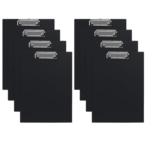 (8 Stück) Klemmbrett A5, Schreibbrett Klemmbretter mit Metalklemme, Clipboard Klemmbrettmappe für Büro,Schule(Schwarz) von DONGLI