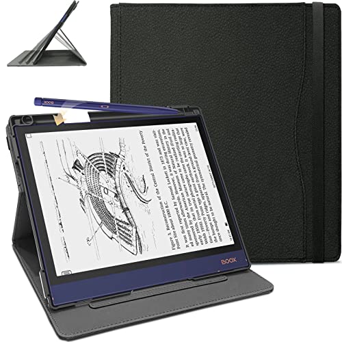 DONGZHU Hülle für BOOX Note Air 2 & BOOX Note Air 2 Plus 10.3 Zoll mit Stifthalter, Folio Cover mit Elastischem Griff und um 360 Grad Drehbarer Hardshell (Black) von DONGZHU