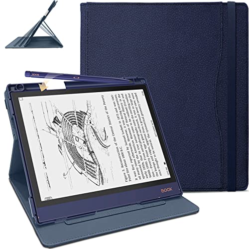 DONGZHU Hülle für BOOX Note Air 2 & BOOX Note Air 2 Plus 10.3 Zoll mit Stifthalter, Folio Cover mit Elastischem Griff und um 360 Grad Drehbarer Hardshell (Tiefblau) von DONGZHU