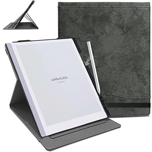 DONGZHU Hülle für Remarkable 2 Paper Tablet (10.3", 2020 Veröffentlichung), Folio Cover mit Elastischem Handgriff und 360-Grad-Drehung (Schwarz) von DONGZHU