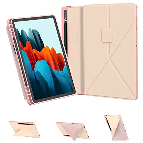 DONGZHU Hülle für Samsung Galaxy Tab S8 2022/S7 2020 11 Inch, Multi-Angle Viewable Slim Folio Case mit Stifthalter (Rose Gold) von DONGZHU