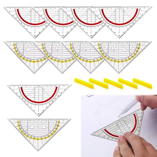 10 Stück Geometrie Dreieck, 16cm Transparent Flexibel Geodreieck Zum Kreise Zeichnen,Geodreieck Flexibel,Geo Dreieck Transparent Geodreieck, Geodreieck Set, Geodreieck Flexibel, Geeignet von DONOONIS