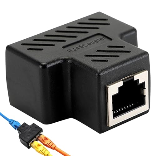 DONOONIS Doppelter RJ45-Stecker, Ethernet-Buchse 1 bis 2 Splitter, mehrere Ethernet-Buchsen, LAN-Port, Anschluss für RJ45-Verdoppler für Cat5, Cat5e, Cat6, Cat7 von DONOONIS