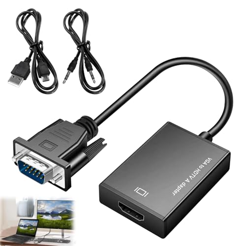DONOONIS VGA auf HDMI Adapter, 1080P VGA-Kabel männlich auf HDMI weiblich mit Audio, VGA-zu-Hdmi Konverter für PC, Desktop, Laptop zu Monitor, Projektor, HDTV mit Audiokabel und USB-Kabel DONOONIS VGA auf HDMI Adapter, 1080P VGA-Kabel männlich auf HDMI weiblich mit Audio, VGA-zu-Hdmi Konverter für PC, Desktop, Laptop zu Monitor, Projektor, HDTV mit Audiokabel und USB-Kabel von DONOONIS