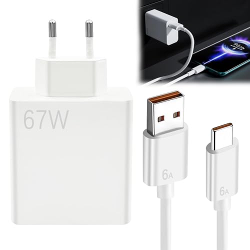 Ladegerät xiaomi 67 W, mit USB-Kabel C 1,5 m Schnellladegerät Xiaomi 67 W, 1 Stück Ladegerät Xiaomi Redmi Note 11 Pro 5g 67 W, Ladegerät 67 W Xiaomi Turbo für Xiaomi Mi11/12/13/14 Redmi Note 13 12 etc von DONOONIS
