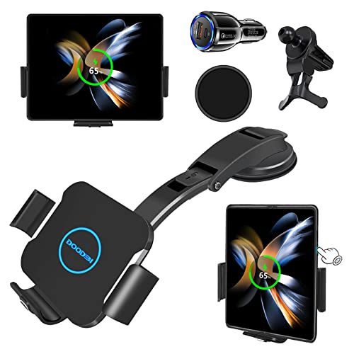 DOODBI 15W Kabellose Kfz-Ladegeräthalterung für Samsung Galaxy Z Fold 4/3/2,Wireless Charger Autohalterung für Lüftungsschlitze am Armaturenbrett,und USB C QC 3.0 Autoladegerät von DOODBI