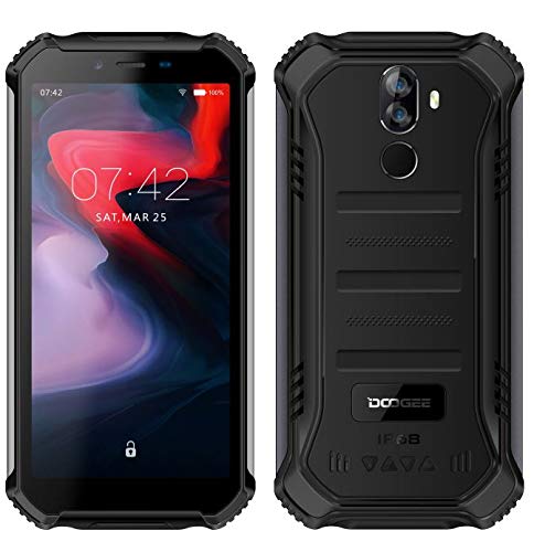 DOOGEE (3GB+32GB Robustes 4G Android 9,0 Handy ohne Vertrag,5,5" HD (Gorilla Glass 4) IP68 Outdoor wasserdichtes Telephone DUAL SIM Militär Smartphone, 4650mAh Akku, Quadcore NFC - Schwarz von DOOGEE