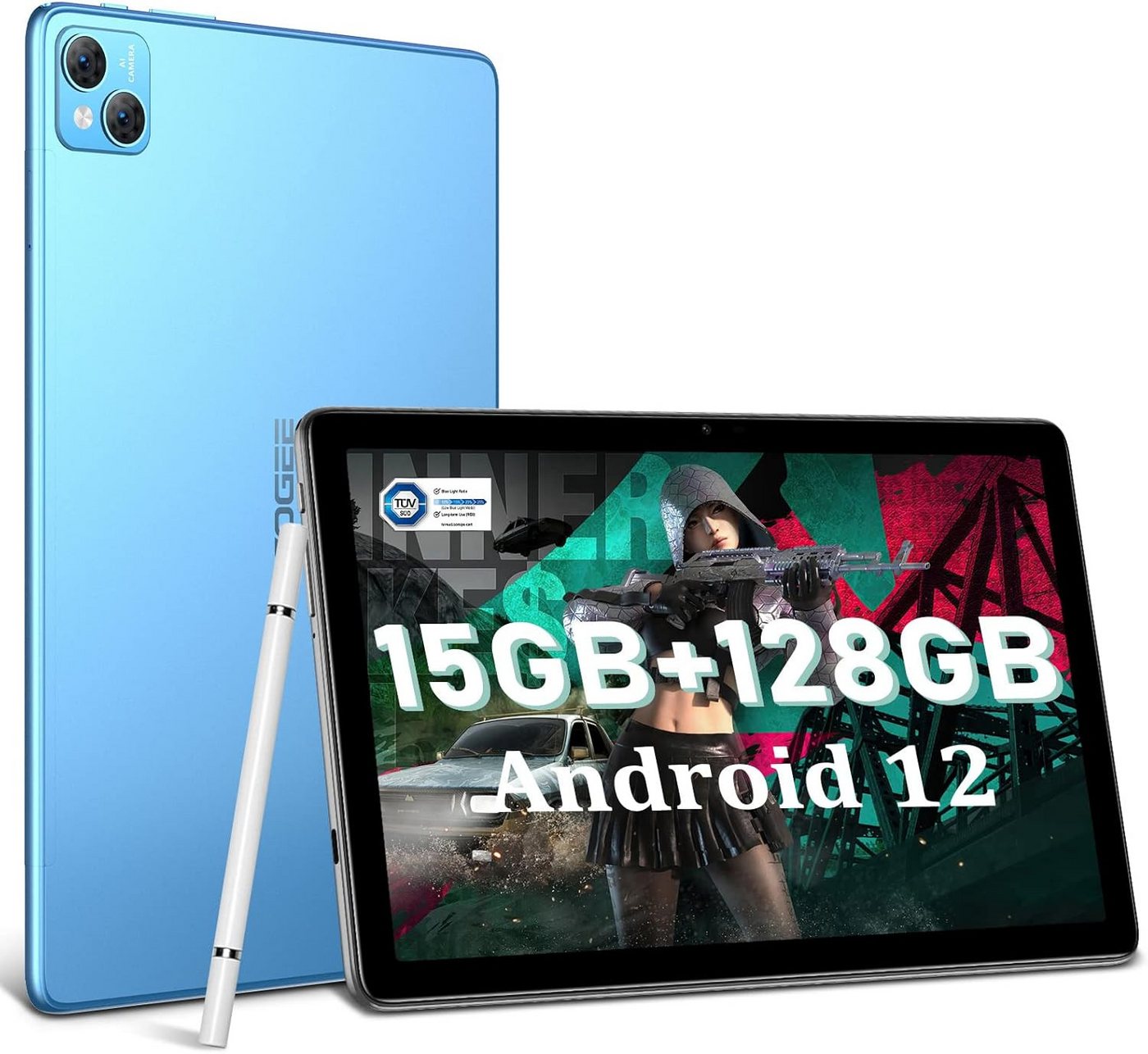 DOOGEE 1200 * 1920 IPS,Octa Core Gaming Tablet (10", 128 GB, Android 12, 4G LTE, mit Widevine L1/Type-C/BT 5/OTG/GPS/3.5mm Audio) von DOOGEE