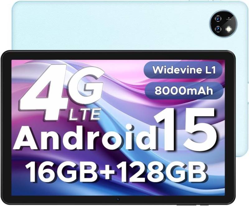 DOOGEE 2025 Neuestes BT5.0/ OTG/Widevine L1/ Face ID Tablet (10", 128 GB, Andriod 15, mit SIM-Kartensteckplatz, 8000mAh Gaming-4G LTE/5G WiFi, Dual-Kamera) von DOOGEE
