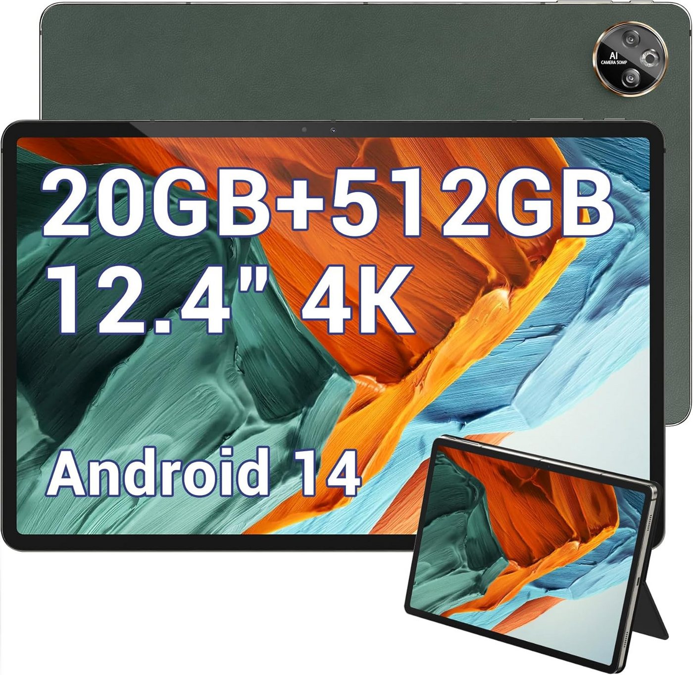 DOOGEE 20GB RAM Gaming 10800mAh Tablet (12,4", 512 GB, Android 14, 4G LTE, Großes Display, starke Leistung & lange Akkulaufzeit für jeden Einsatz) von DOOGEE