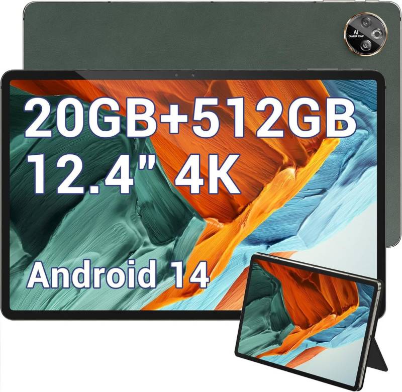 DOOGEE 20GB RAM Gaming 10800mAh Tablet (12,4", 512 GB, Android 14, 4G LTE, Großes Display, starke Leistung & lange Akkulaufzeit für jeden Einsatz) von DOOGEE