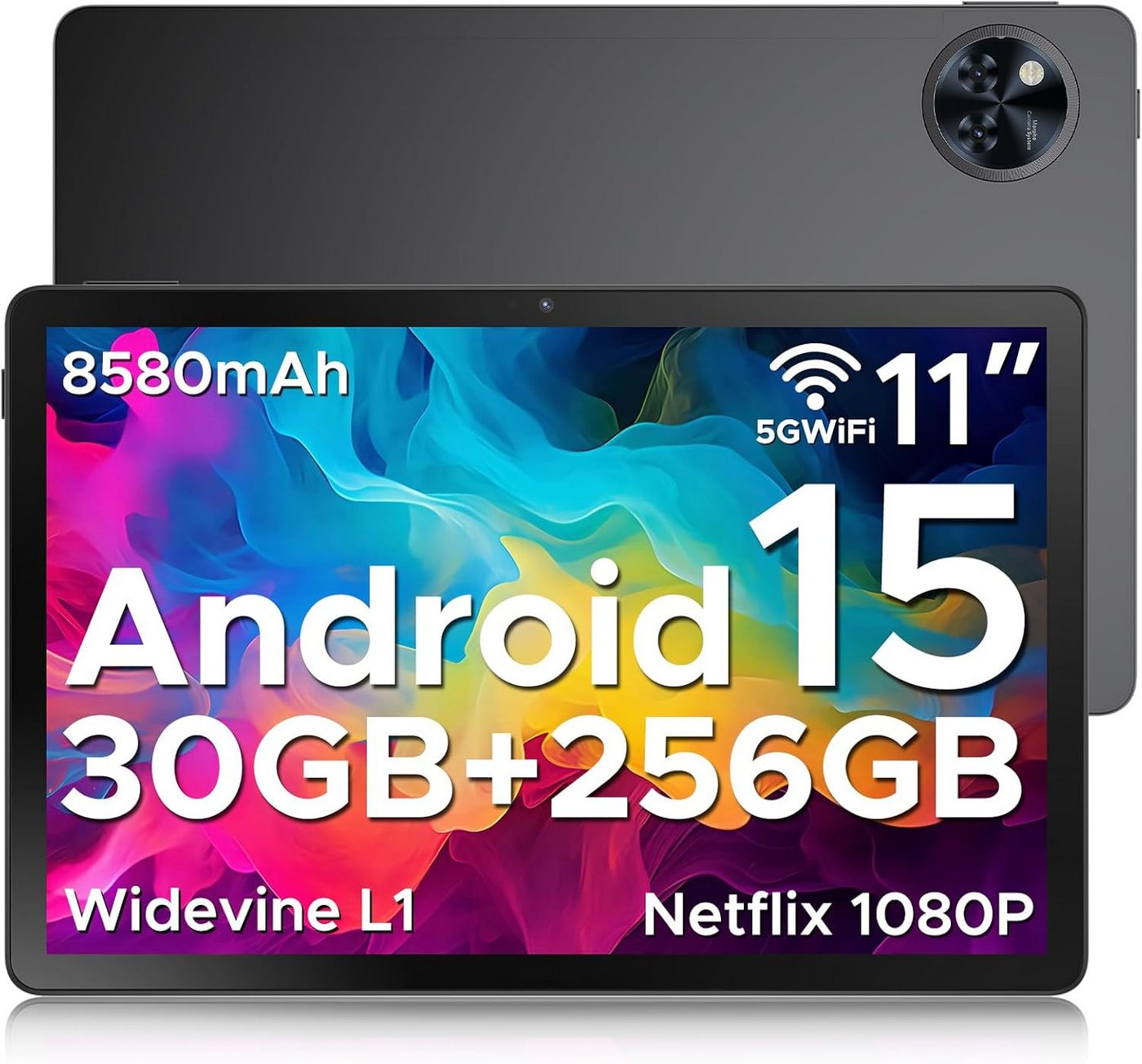 DOOGEE 5G WiFi/Widevine L1/ GPS/Face ID/OTG [2025] Tablet (11", 256 GB, Andriod 15, mit 8580mAh, 90Hz Display, Netflix 1080P, Unisoc T7200 Octa Core) von DOOGEE