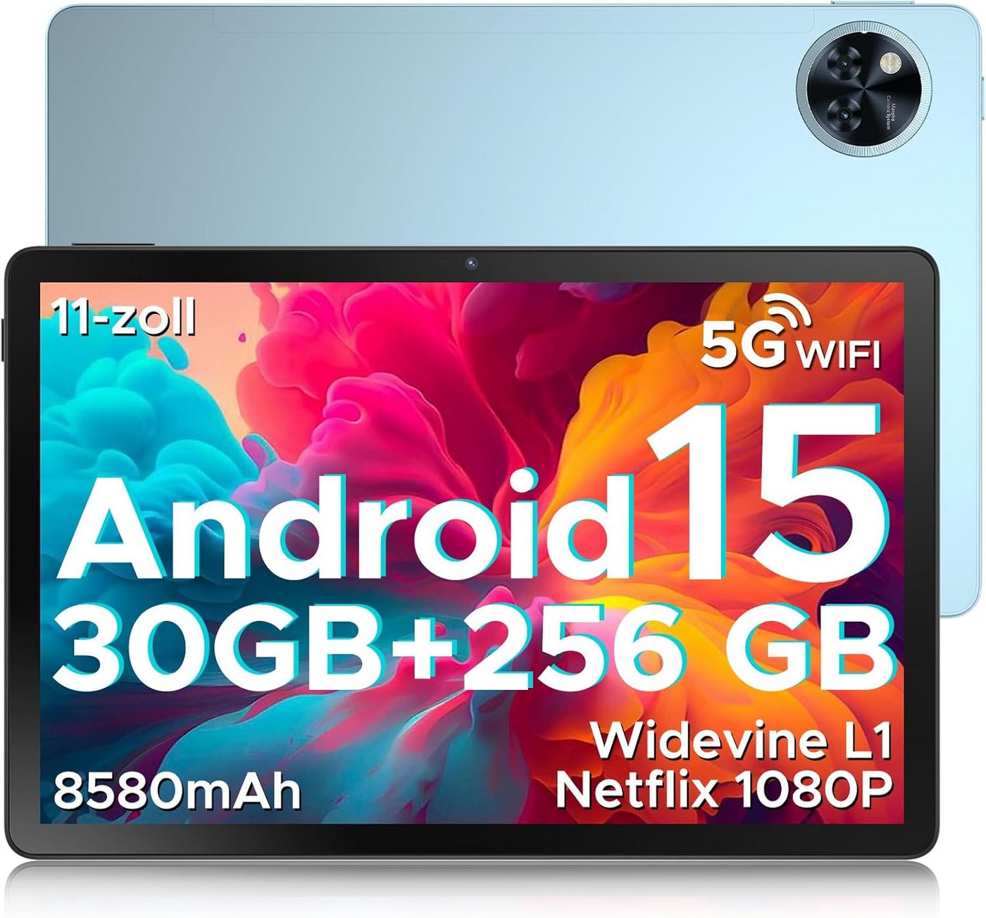 DOOGEE 5G WiFi/Widevine L1/ GPS/Face ID/OTG [2025] Tablet (11", 256 GB, Andriod 15, mit 8580mAh, 90Hz Display, Netflix 1080P, Unisoc T7200 Octa Core) von DOOGEE