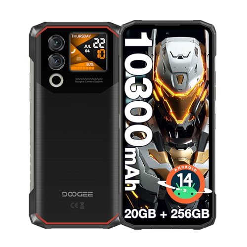 DOOGEE Blade 10 Max Outdoor Handy Ohne Vertrag Android 14,10300mAh, 20(8+12) GB+256GB/2TB TF Outdoor Smartphone,1.54" Heckdisplay 6.56” + 90Hz,50MP+8MP Baustellenhandy,Fingerabdruck/Face ID/NFC/OTG von DOOGEE