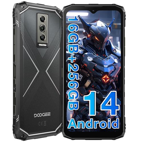 DOOGEE Blade 10 PRO [2024] Outdoor Smartphone Ohne Vertrag Android 14, 16GB+256GB(2TB) Outdoor Handy, 6.56'' HD+, 50MP+8MP Kamera 5150mAh Baustellenhandy, 3 Card Slot/IP68/69K/NFC/Face ID/OTG von DOOGEE