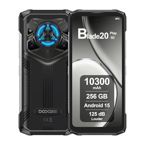 DOOGEE Blade20 Play 5G Outdoor Handy, 125dB, 10300mAh, 32GB+256GB, Display 6.6" HD+ 90Hz, 50MP Kamera, Octa-Core 6nm, Triplo Slot, NFC, Outdoor Smartphone Ohne Vertrag, Android 15, 2025, Silber DOOGEE Blade20 Play 5G Outdoor Handy, 125dB, 10300mAh, 32GB+256GB, Display 6.6" HD+ 90Hz, 50MP Kamera, Octa-Core 6nm, Triplo Slot, NFC, Outdoor Smartphone Ohne Vertrag, Android 15, 2025, Silber von DOOGEE