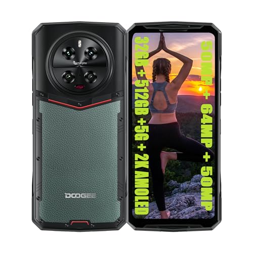 DOOGEE DK10 5G Simlockfreie Handys(2024), 32GB + 512GB Smartphone ohne Vertrag, 6.67" 2K AMOLED Display, Dimensity 8020 Octa Core, 50MP AI + 64MP Nachtsicht + 16MP + 50MP, 5150mAh Akku Grün von DOOGEE