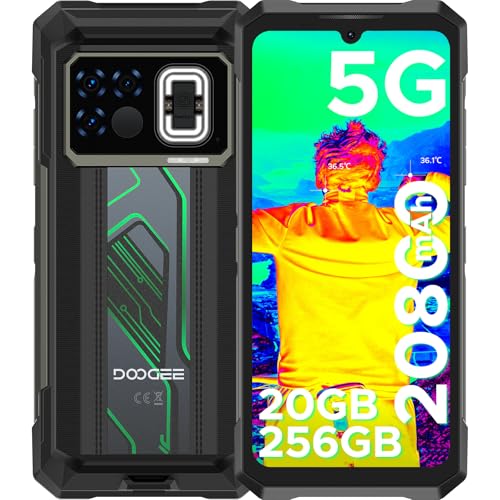 DOOGEE Fire 6 Max 5G Outdoor Handy Wärmebildkamera,20GB+256GB 20800mAh 33W Outdoor Smartphone Ohne Vertrag,50MP+20MP Nachtsehen, Dual 120M Taschenlampen,6.78" FHD+ 120Hz,LED Licht/NFC/Face ID/Dual SIM von DOOGEE