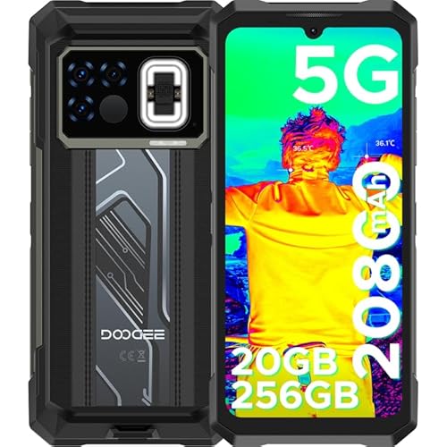 DOOGEE Fire 6 Max 5G Outdoor Handy Wärmebildkamera,20GB+256GB 20800mAh 33W Outdoor Smartphone Ohne Vertrag,50MP+20MP Nachtsehen, Dual 120M Taschenlampen,6.78" FHD+ 120Hz,LED Licht/NFC/Face ID/Dual SIM von DOOGEE