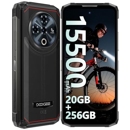 DOOGEE Fire 6 Power Outdoor Smartphone Ohne Vertrag - 15500mAh, 20GB+256GB Outdoor Handy, 6.56" 50MP Baustellenhandy, 4G Triple SIM Android 14 Smartphone, IP68/69K/NFC/120LM Dual LED Taschenlampe von DOOGEE