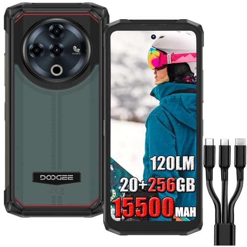 DOOGEE Fire 6 Power Rugged 4G Simlockfreie Handys, 20GB + 256GB, Batteria 15500mAh / 18W, 50MP + 8MP Smartphone Ohne Vertrag, 120LM LED, 6,56 pollici, NFC/Face ID/DRM L1/IP68 Grün DOOGEE Fire 6 Power Rugged 4G Simlockfreie Handys, 20GB + 256GB, Batteria 15500mAh / 18W, 50MP + 8MP Smartphone Ohne Vertrag, 120LM LED, 6,56 pollici, NFC/Face ID/DRM L1/IP68 Grün von DOOGEE