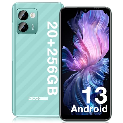 DOOGEE N50 Pro Handy Ohne Vertrag, Android 13 Smartphones, 20(8+12) GB RAM 256GB ROM, 6,52" HD+ Octa-Core, Smartphone Ohne Vertrag 50MP+2MP, 4G Dual SIM/Face ID/Fingerabdruck/GPS, 4200mAh Akku, Grün von DOOGEE