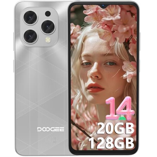 DOOGEE N55 Plus(20GB+128GB) Android 14 Smartphone Ohne Vertrag, 90Hz Handy Ohne Vertrag Octa Core 6,56" HD+, 5150mAh Handy Günstig,13MP+8MP Simlockfreie Handys 4G Dual SIM/Face ID/Widevine L1/GPS/OTG von DOOGEE