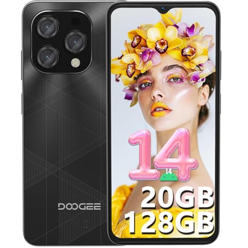 DOOGEE N55 Plus(20GB+128GB) Android 14 Smartphone Ohne Vertrag, 90Hz Handy Ohne Vertrag Octa Core 6,56" HD+, 5150mAh Handy Günstig,13MP+8MP Simlockfreie Handys 4G Dual SIM/Face ID/Widevine L1/GPS/OTG von DOOGEE