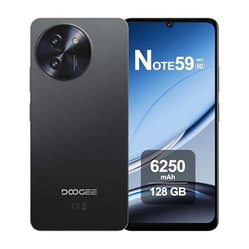 DOOGEE Note59 Smartphone 5G Android 15, 32GB RAM + 128GB ROM, 6250mAh Akku, Display 6.75 Zoll HD+ 120Hz, AI Kamera 16MP, Octa-Core, Dual SIM, NFC, Handy Ohne Vertrag, 2025, Schwarz DOOGEE Note59 Smartphone 5G Android 15, 32GB RAM + 128GB ROM, 6250mAh Akku, Display 6.75 Zoll HD+ 120Hz, AI Kamera 16MP, Octa-Core, Dual SIM, NFC, Handy Ohne Vertrag, 2025, Schwarz von DOOGEE