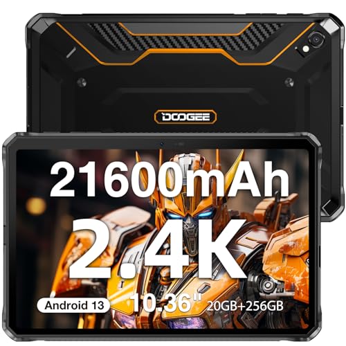 DOOGEE R20 Outdoor Tablet 2.4K, 10.4 Zoll Tablet, Helio G99, 20 GB + 256 GB/2 TB, 21600 mAh Tablet, Rugged Tablet Android 13, 50 MP + 16 MP, 4G LTE Dual SIM, IP68, Dual SIM 4G LTE, GPS, OTG, Orange von DOOGEE