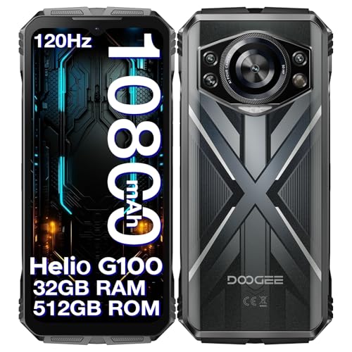 DOOGEE S Cyber Pro Outdoor Handy 32GB+512GB(2TB), 50MP+32MP+Nachtsehen 20MP Outdoor Smartphone Ohne Vertrag Android 14, 6.6" FHD+ 120Hz, 10800mAh/33W Baustellenhandy, IP68/ NFC/ 4G Dual SIM/OTG/GPS von DOOGEE