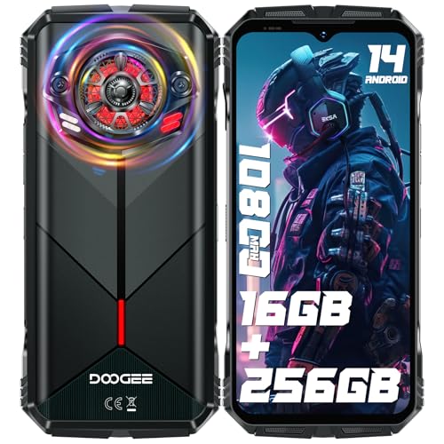 DOOGEE S Punk(2024) Outdoor Handy Android 14, 126dB Lautsprecher, 16GB+256GB Outdoor Smartphone Ohne Vertrag, 10800mAh/33W, 6.58" FHD+ Baustellenhandy, IP68 Wasserdicht/Licht/Dual 4G SIM/OTG/NFC/GPS von DOOGEE