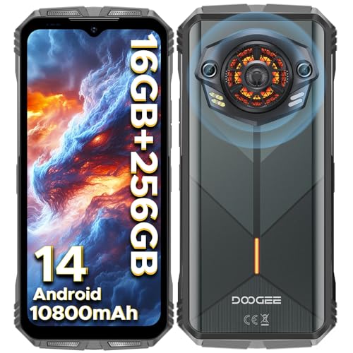 DOOGEE S Punk [2025] Outdoor Handy Android 14, 16GB+256GB,10800mAh/33W, 50MP+16MP Kamera,126dB Lautsprecher, 6.58'' FHD+ Outdoor Smartphone, baustellenhandy/NFC/OTG/Fingerabdruck ID/Dual 4G SIM von DOOGEE
