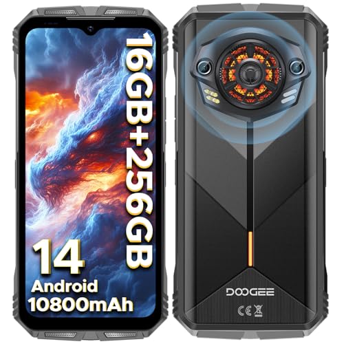 DOOGEE S Punk [2025] Outdoor Handy Android 14, 16GB+256GB,10800mAh/33W, 50MP+16MP Kamera,126dB Lautsprecher, 6.58'' FHD+ Outdoor Smartphone, baustellenhandy/NFC/OTG/Fingerabdruck ID/Dual 4G SIM von DOOGEE