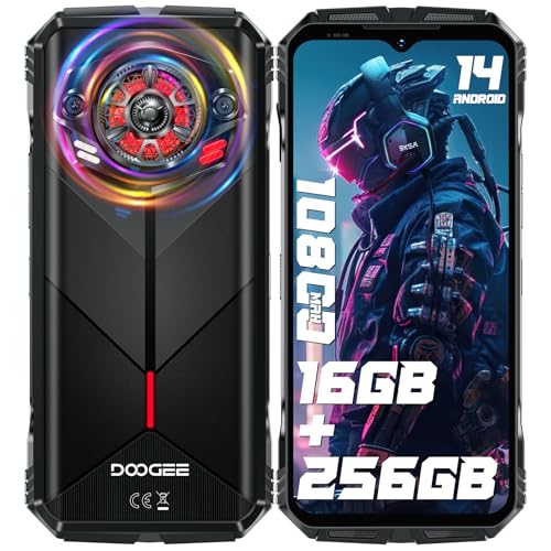 DOOGEE S Punk(2024) Outdoor Handy Android 14, 126dB Lautsprecher, 16GB+256GB Outdoor Smartphone Ohne Vertrag, 10800mAh/33W, 6.58" FHD+ Baustellenhandy, IP68 Wasserdicht/Licht/Dual 4G SIM/OTG/NFC/GPS von DOOGEE