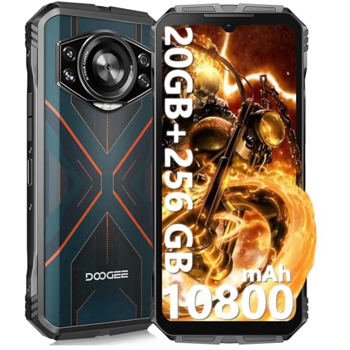 DOOGEE S Cyber Outdoor Handy Ohne Vertrag Android 14-10800mAh, 20GB RAM+256GB ROM/TF 2TB Outdoor Smartphone, 6.58” FHD baustellenhandy, 50MP Kamera Octa-Core Rugged Smartphone, IP68/NFC/Face ID/GPS von DOOGEE