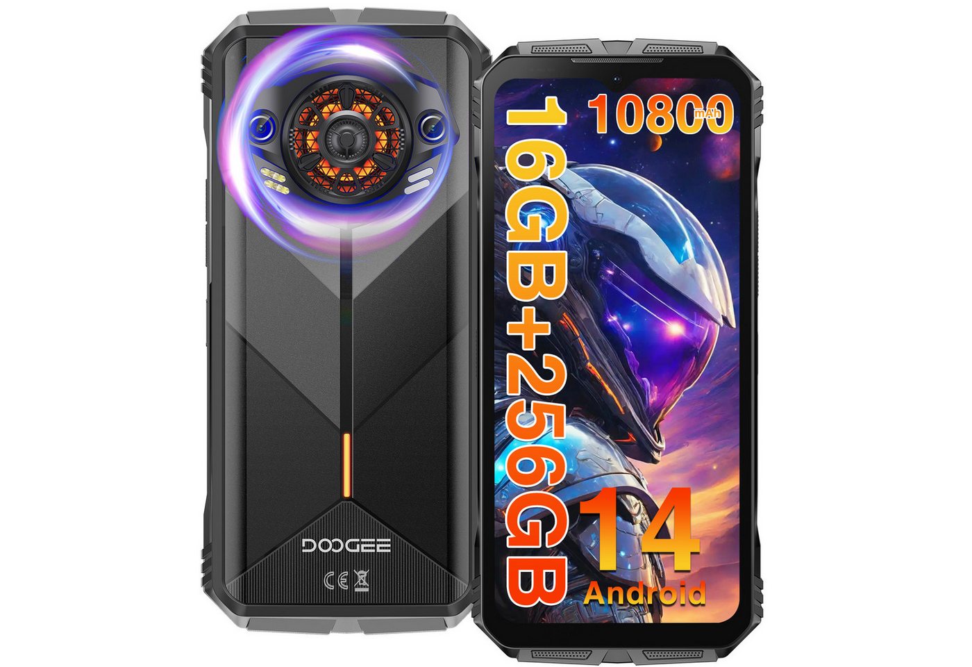 DOOGEE S punk baustellenhandy, Outdoor Smartphone (6.58 Zoll, 256 GB Speicherplatz, 50 MP Kamera, 16 GB+256 GB, 10800mAh, 50MP+2MP+16 MP, NFC/OTG/Dual 4G SIM) von DOOGEE