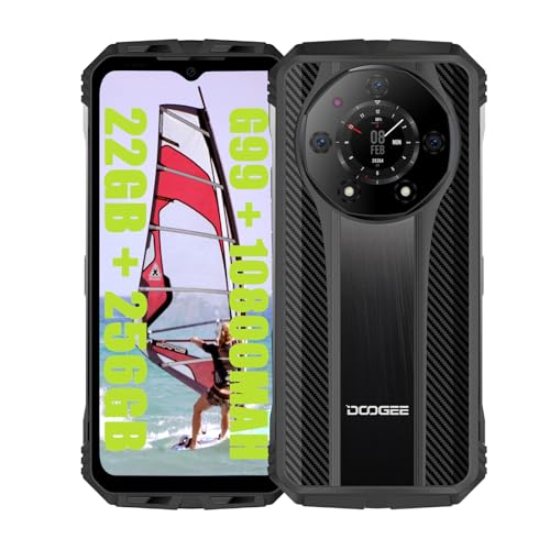 DOOGEE S110 (2023), Helio G99 22 GB + 256 GB, Batteria 10800 mAh / 66 W, Rugged 4G Handys, entsperrt, 50 MP (Infrarossi 24 MP) + 16 MP + 32 MP Smartphones, Android 13 Schwarz von DOOGEE