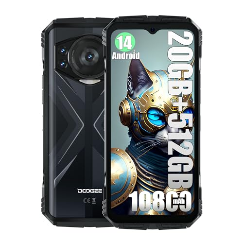 DOOGEE S118 Smartphone ohne Vertrag, Helio G99 Octa Core 20GB + 512GB, 10800mAh Akku / 33W, Robustes 4G, 50MP Kamera (12MP Infrarot) + 8MP + 32MP, 6.58 Zoll, NFC Schwarz von DOOGEE