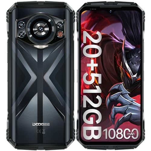 DOOGEE S118 Outdoor Smartphone Android 14 (2024), 20GB RAM+512GB ROM Outdoor Handy Ohne Vertrag, 10800mAh(33W) Baustellenhandy, 6.58”FHD+ 120Hz, 50MP+12MP Nachtsicht, G99/ IP68/ IP69K/ 4G Dual SIM/NFC von DOOGEE